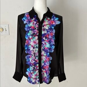 Express Sheer Floral Black Women's Top